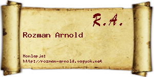 Rozman Arnold névjegykártya